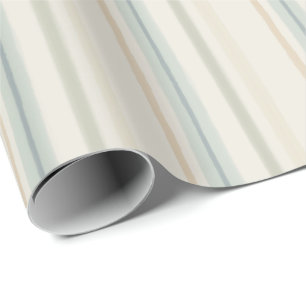 Papier Cadeau Bleu sauge doux et rayures à l'aquarelle ocres