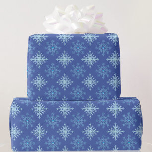 Papier Cadeau Bleu Snowflakes neige cadeau hiver