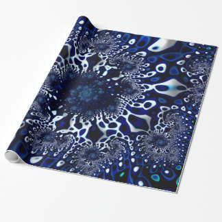 Papier Cadeau Bleu Trippy Psychédélique fine fractale Abstrait