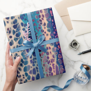 Papier Cadeau Bleu Turquoise Lilac blanc acrylique Abstrait Flui