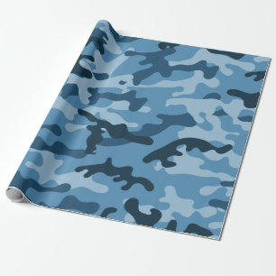 PAPIER CADEAU "BLEU URBAN CAMO"