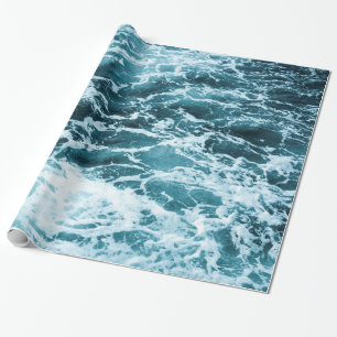 Papier Cadeau Bleu vagues océan arrière - plan
