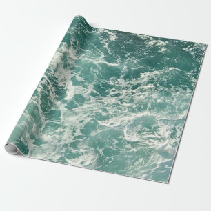 Papier Cadeau Bleu vert Ocean Waves Wrapper