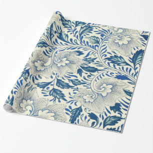 Papier Cadeau Bleu Vintage Floral Asiatique : Chinoiserie Antiqu