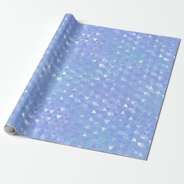 Papier Cadeau Bleu Violet Tendance Triangles Géométrique Fête (Déroulé)