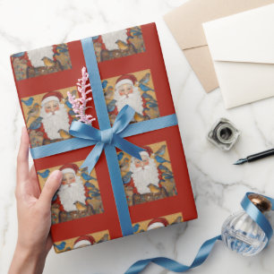 Papier Cadeau Bleus du Père Noël Rouge