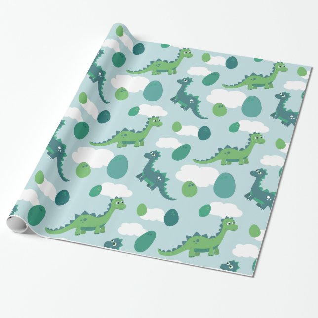 Papier Cadeau Bleus layette/vert/menthe de papier d'emballage (Déroulé)