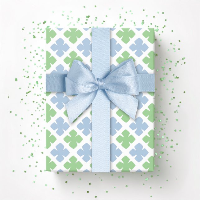 Papier Cadeau Bloc Clover en diamant sur fond ardoise et vert (Créateur téléchargé)