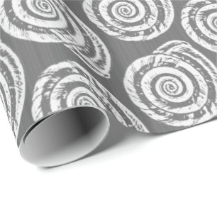 Papier Cadeau Bloc de coquillages spiraux Impression, gris / gri