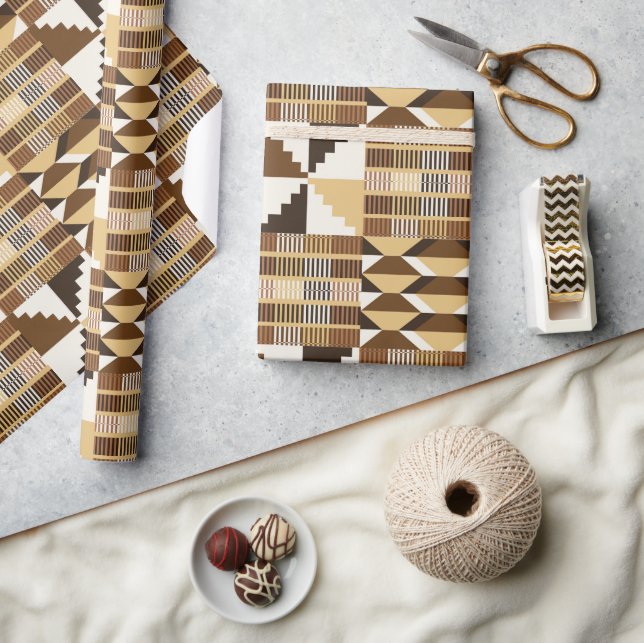 Papier Cadeau Bloc Kente - Ocbre atténué (Artisanat)