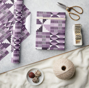 Papier Cadeau Bloc Kente - Prune Fumé