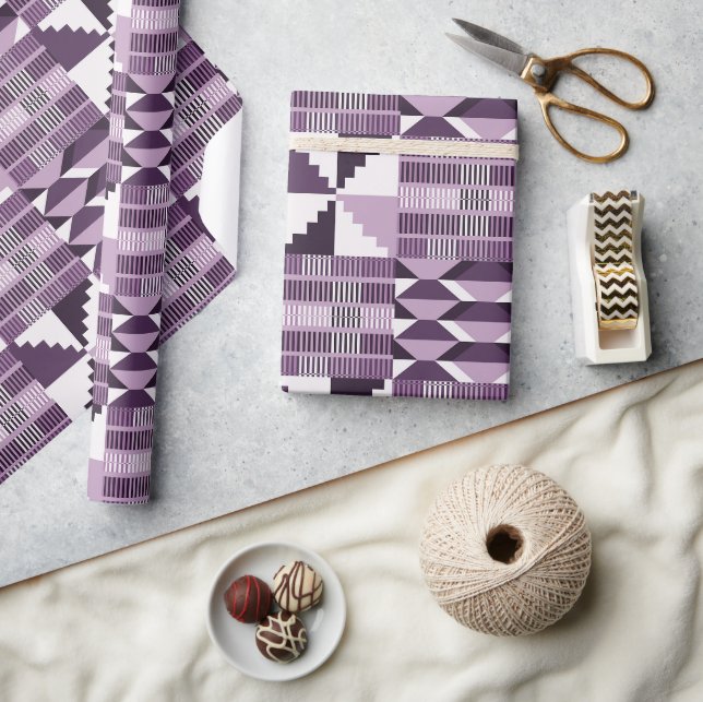 Papier Cadeau Bloc Kente - Prune Fumé (Artisanat)