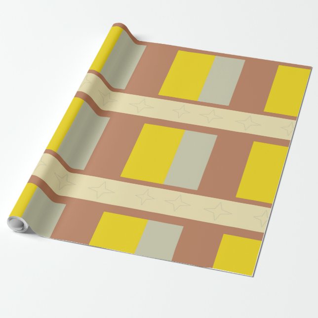 Papier Cadeau blocs Brown, jaunes et gris (Déroulé)