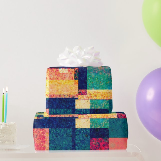 Papier Cadeau Blocs Prismatiques – Géométrique Abstrait Moderne (Cadeaux de fête)