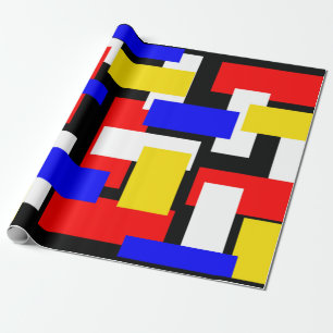 Papier Cadeau Blocs rouge, jaune, noir et bleu