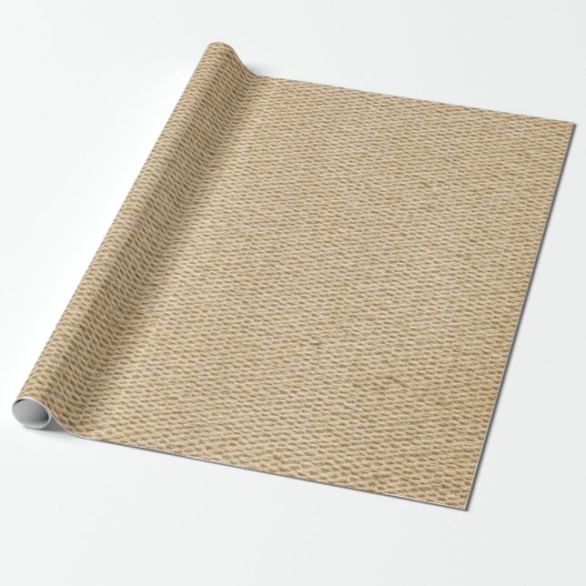 Papier Cadeau Blond Tan Blé Burlap Papier à envelopper (Déroulé)