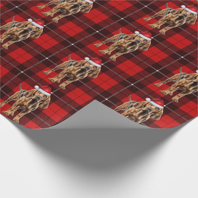 Papier Cadeau Bloodhal Holiday Red Plaid Noël (Coin)