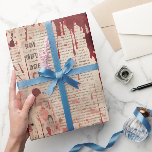 Papier Cadeau Bloody Newspaper Print (Cadeaux)