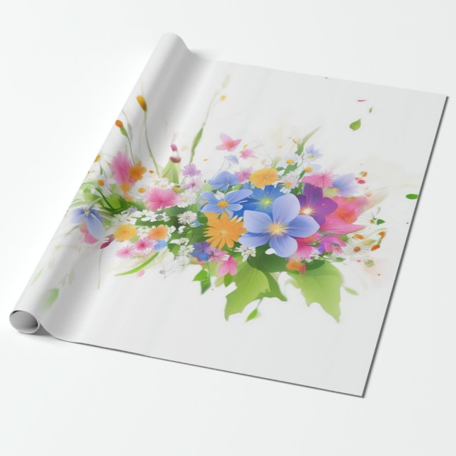 Papier Cadeau Blossom dans l'aquarelle (Déroulé)