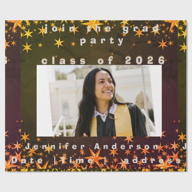 Papier Cadeau blue and gold elegant invitation (Plat)