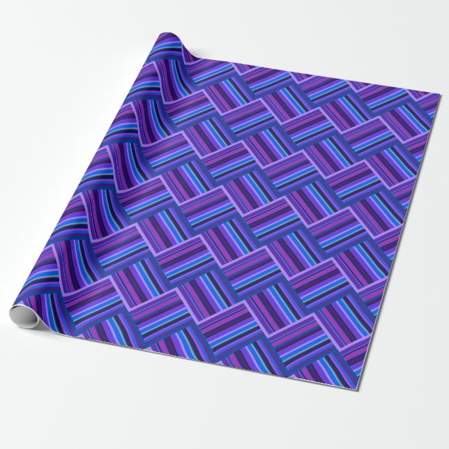 Papier Cadeau Blue and purple stripes weave (Déroulé)
