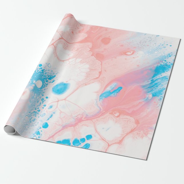 Papier Cadeau Blue and white abstract painting (Déroulé)