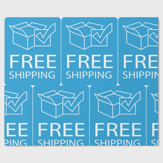 Papier Cadeau Blue and White Free Shipping Icon (Plat)