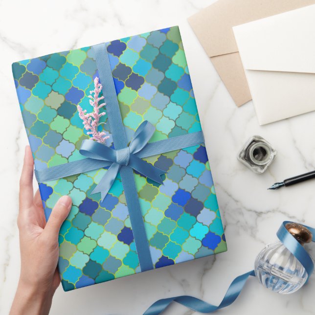 Papier Cadeau Blue Aqua Moroccan Mosaic Pattern (Cadeaux)