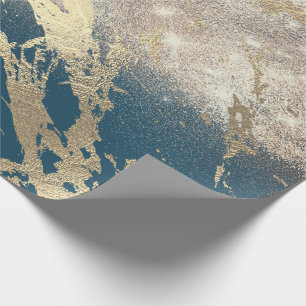 Papier Cadeau Blue Aquatic Turquoise Gold Marbre Rose Parties sc