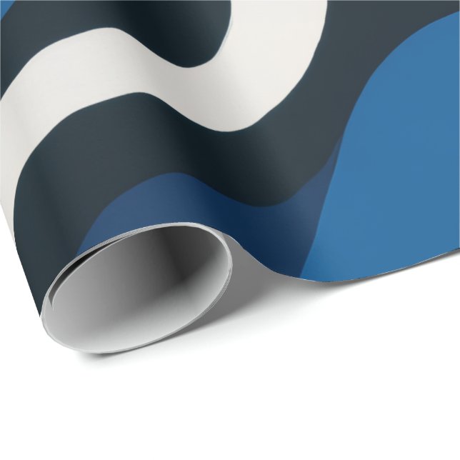 Papier Cadeau Blue Artsy Wrapping Paper (Coin rond)