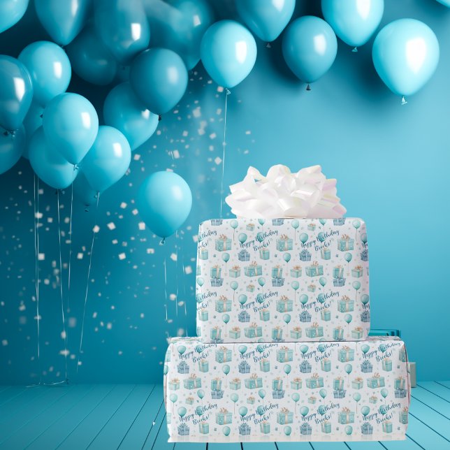 Papier Cadeau Blue Boys Aquarelle Anniversaire de enfant Party m (Add a personal touch with our Customized Blue Watercolor Wrap! 🎉💙 #PersonalizedWrappingPaper)