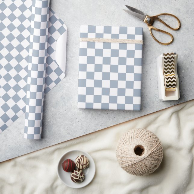 Papier Cadeau Blue Checker Checkerboard Checkered 00s 90s Check (Artisanat)