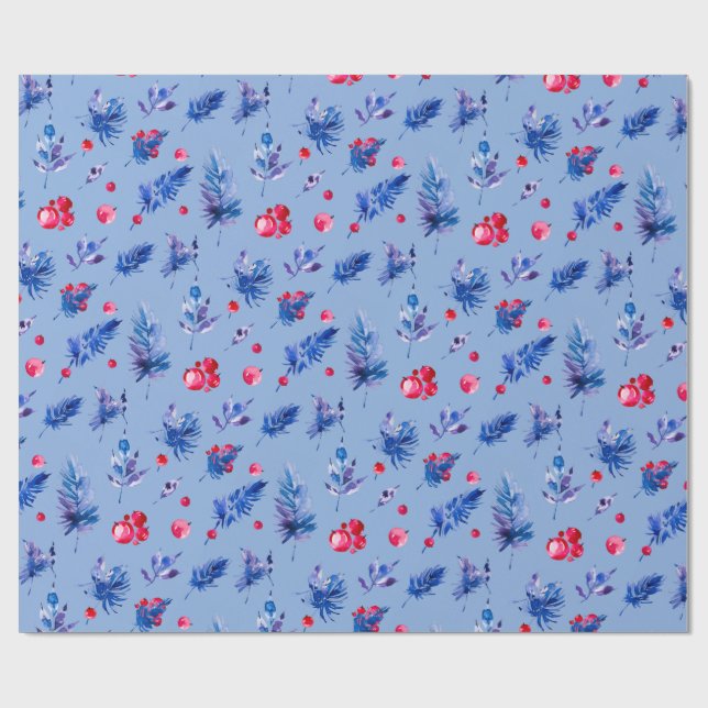 Papier Cadeau Blue Christmas wrapping paper roll (Plat)