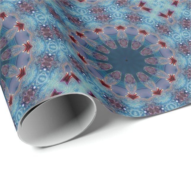 Papier Cadeau Blue Decorative Holiday Wrapping Paper (Coin rond)