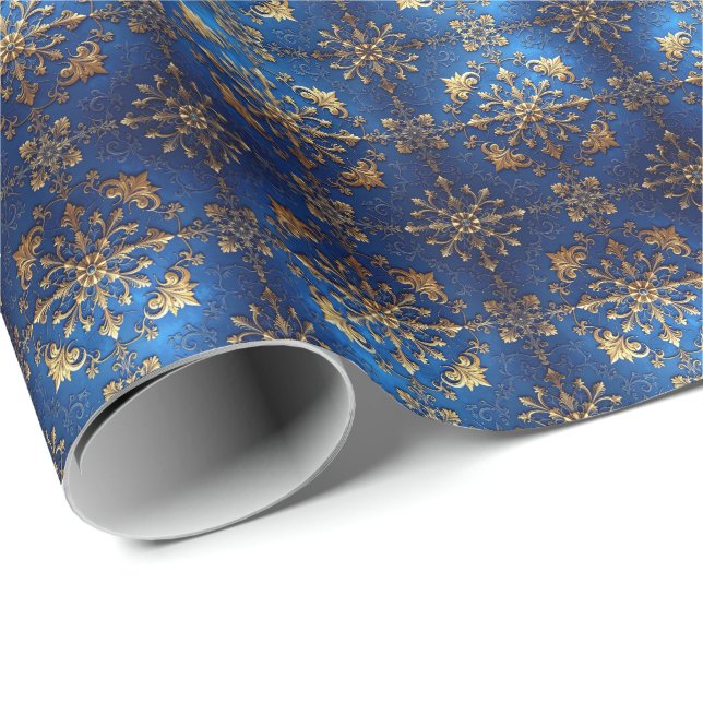 Papier Cadeau Blue Decorative Holiday Wrapping Paper (Coin rond)