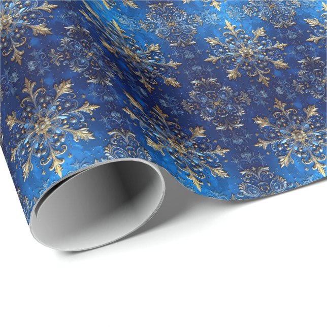 Papier Cadeau Blue Decorative Holiday Wrapping Paper (Coin rond)