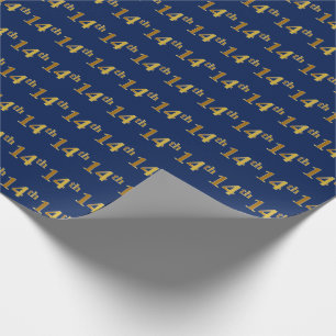 Papier Cadeau Blue, Faux Gold 14e (quatorzième) événement