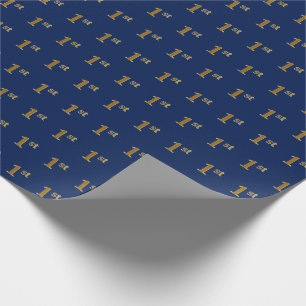 Papier Cadeau Blue, Faux Gold 1er (First) Event Wrapper Paper