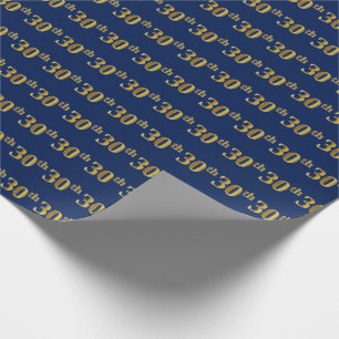 Papier Cadeau Blue, Faux Gold 30e (trentième) événement