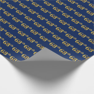 Papier Cadeau Blue, Faux Gold 68e (Soixante-huitième)