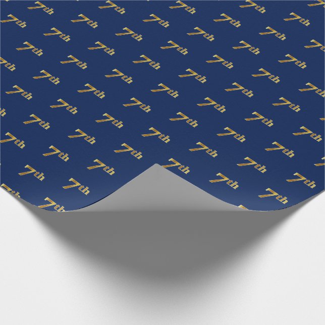 Papier Cadeau Blue, Faux Gold 7e (Septième) Event Wrapper Paper (Coin)