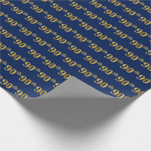 Papier Cadeau Blue, Faux Gold 90e (Ninetieth)