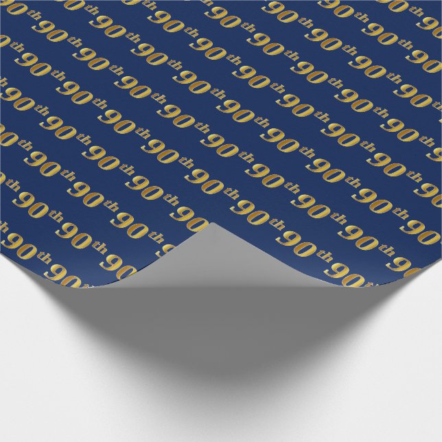 Papier Cadeau Blue, Faux Gold 90e (Ninetieth) (Coin)