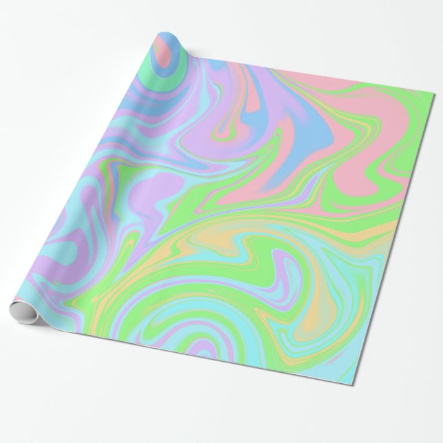 Papier Cadeau Blue Green Purple Pink Swirl Conception abstraite (Déroulé)