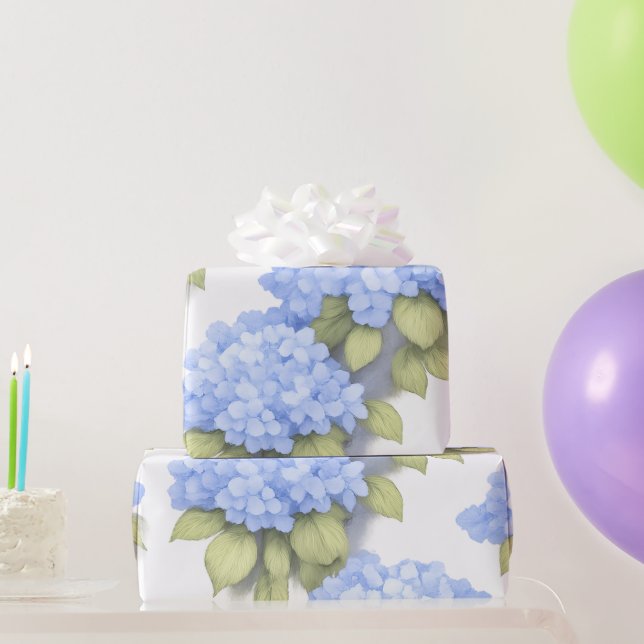 Papier Cadeau Blue Hydrangea Floral Wrapping Paper – Boutique  (Cadeaux de fête)