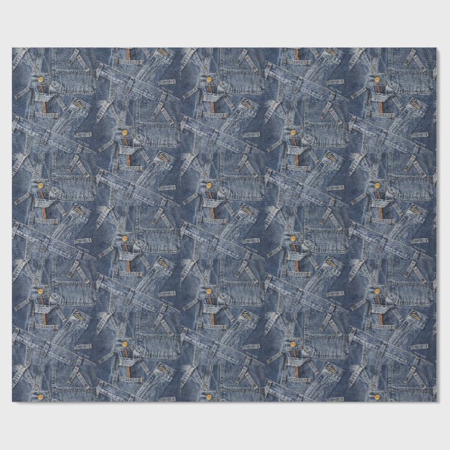 Papier Cadeau Blue Jeans Denim Art Abstrait (Plat)