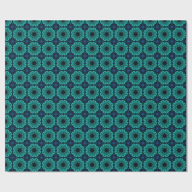 Papier Cadeau Blue Kaleidoscope Fractal Pattern (Plat)