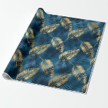 Papier Cadeau Blue Metallic Élégant cadeau tropical<br><div class="desc">Beau faux bleu métallique avec un motif de fougères tropicales. C'est un emballage cadeau pour toute occasion. Si chic et chic. Parfait pour tous vos emballages cadeaux spéciaux.</div>