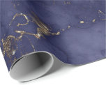 Papier Cadeau Blue Navy Gold Ink Grungy Marbre Abstrait noir<br><div class="desc">florenceK design grungy shaby chic wrap</div>