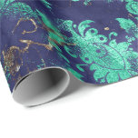 Papier Cadeau Blue Navy Mint Green Floral Grungy Shabby Chic<br><div class="desc">florenceK design grungy shaby chic wrap</div>